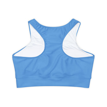 Fully Lined, Padded Sports Bra (AOP) Blue