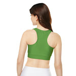 Fully Lined, Padded Sports Bra (AOP) Green