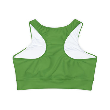 Fully Lined, Padded Sports Bra (AOP) Green