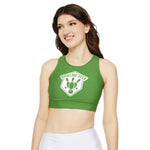 Fully Lined, Padded Sports Bra (AOP) Green